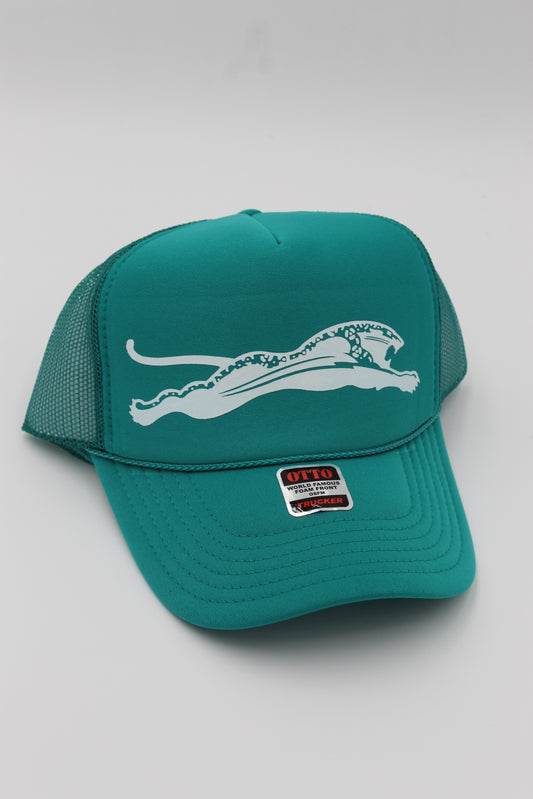 Teal & White Vintage Jaguars Trucker Hat