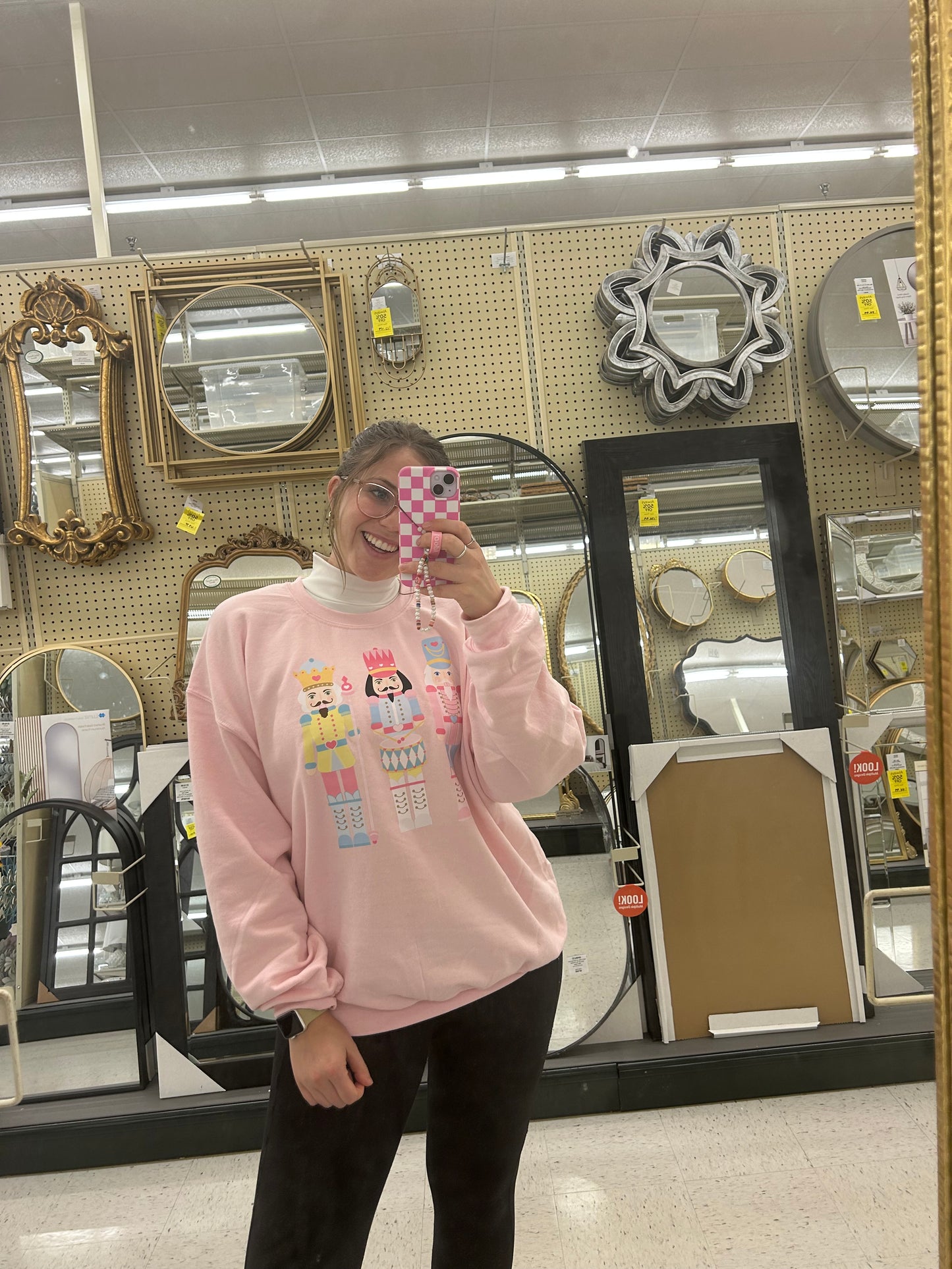 Pink Christmas Nutcracker Crewneck