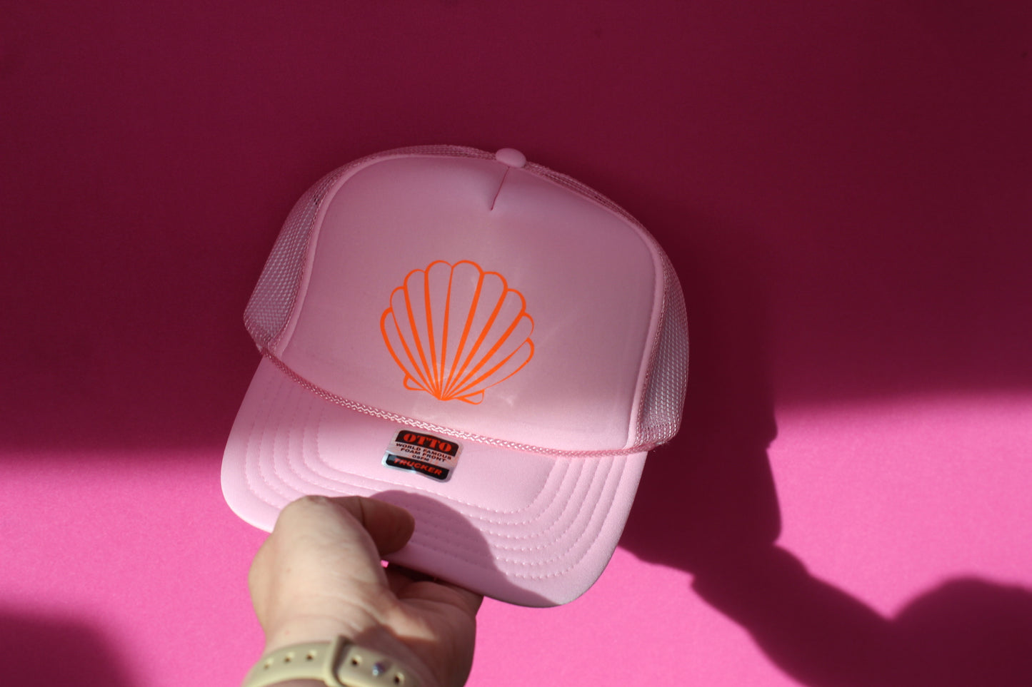 Pink & Orange Sea Shell Trucker Hat