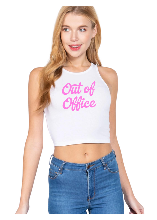 Pink Out of Office Crop Top